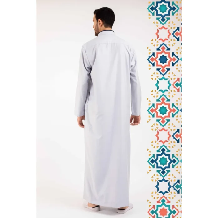 Men's Thobe Jubba Islamic Clothing Muslim Kaftan Emirati Omani Stand Collar - Image 29