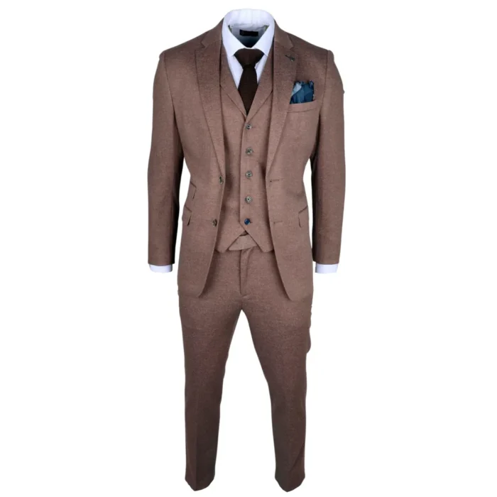 Men's Suit 3 Piece Brown Wedding Formal Dress - Image 3