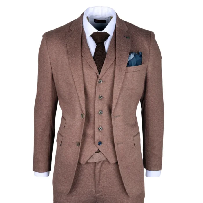 Men's Suit 3 Piece Brown Wedding Formal Dress - Image 1