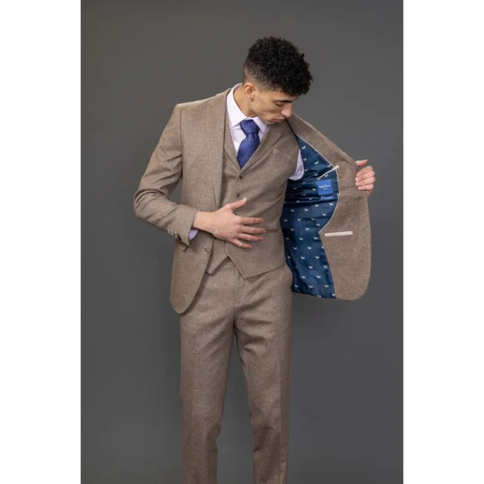 Men's Suit 3 Piece Brown Wedding Formal Dress - Image 5