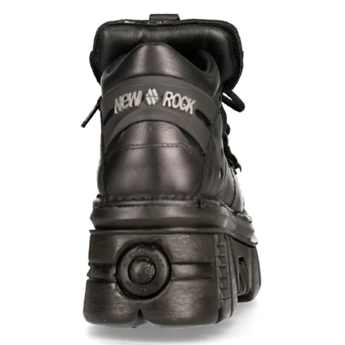 New Rock 106N-S52 TOWER SHOES Metallic Black Leather Biker Punk Gothic Boots - Image 6