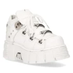 New Rock 106N-S8 Metallic White Leather Biker Punk Gothic Boots - Image 2