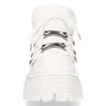 New Rock 106N-S8 Metallic White Leather Biker Punk Gothic Boots - Image 8