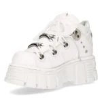 New Rock 106N-S8 Metallic White Leather Biker Punk Gothic Boots - Image 7