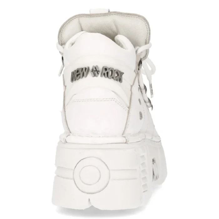 New Rock 106N-S8 Metallic White Leather Biker Punk Gothic Boots - Image 6