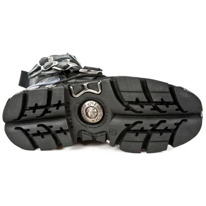 NEW ROCK 107-C5 Unisex Boots Black Blue Leather Skull Devil Gothic Punk Biker - Image 5