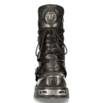 New Rock 107-S2 Black/Silver Gothic Leather Flame Boots - Image 9
