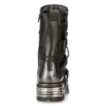 New Rock 107-S2 Black/Silver Gothic Leather Flame Boots - Image 7