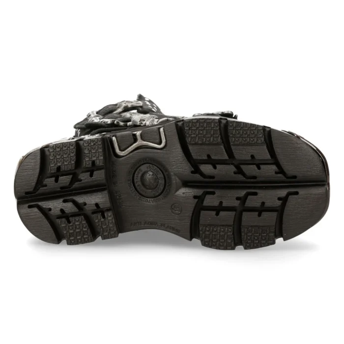 New Rock 1535-S1 Black Leather Military High Boots Metal Spikes Buckles Punk EMO - Image 5