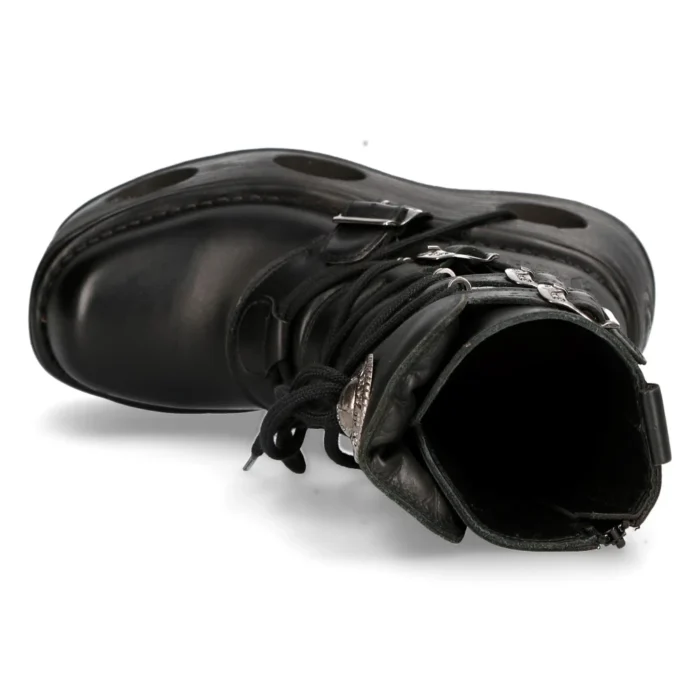 New Rock 373-S2 Metallic Black Leather Neptuno Platform Gothic Boots Buckle - Image 4