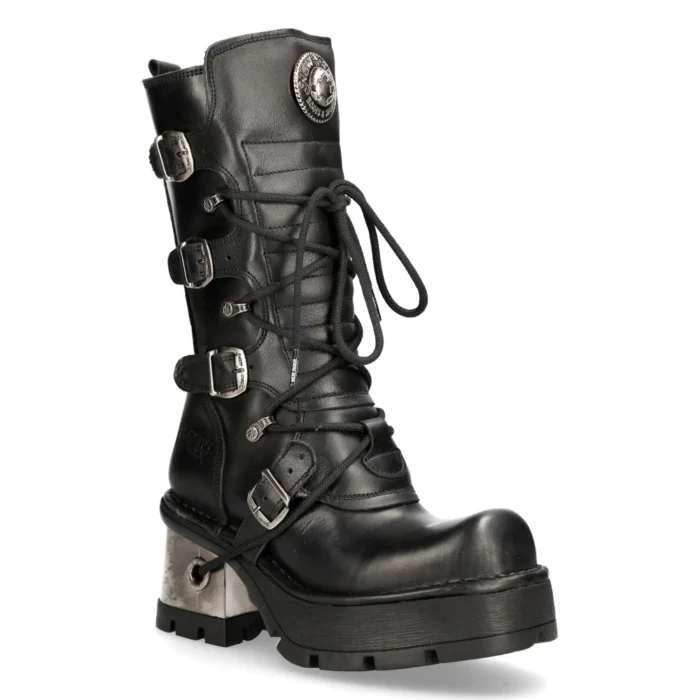 New Rock 373-S33 Ladies Black Gothic Mid Calf Boots - Image 2