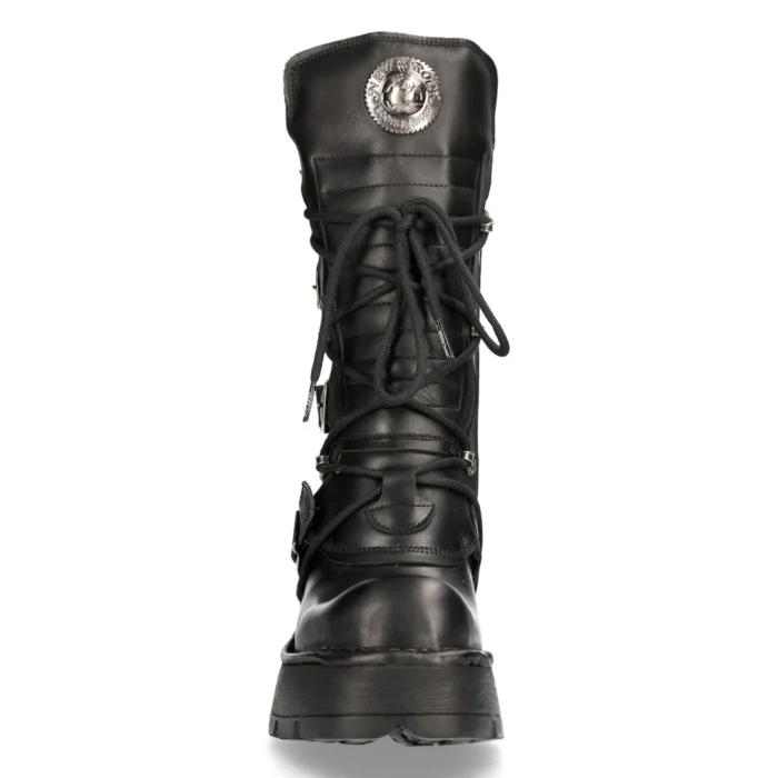 New Rock 373-S33 Ladies Black Gothic Mid Calf Boots - Image 8