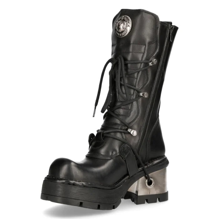 New Rock 373-S33 Ladies Black Gothic Mid Calf Boots - Image 7