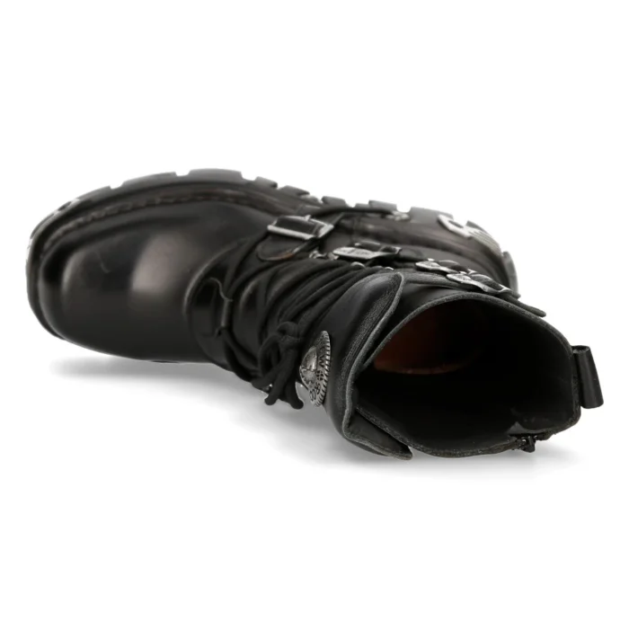 New Rock New Rock 373 S4 Metallic High Boots Black Leather Goth Biker Emo - Image 4