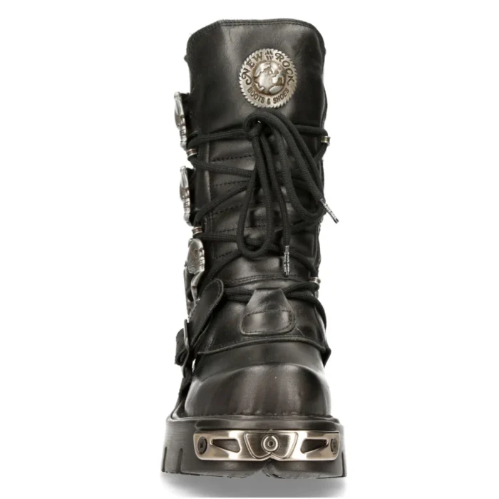 New Rock 391 S1 Reactor Boots Goth Metallic All Sizes Unisex Black Calf Length - Image 8