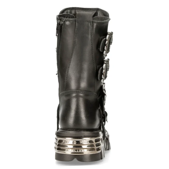 New Rock 391 S1 Reactor Boots Goth Metallic All Sizes Unisex Black Calf Length - Image 6
