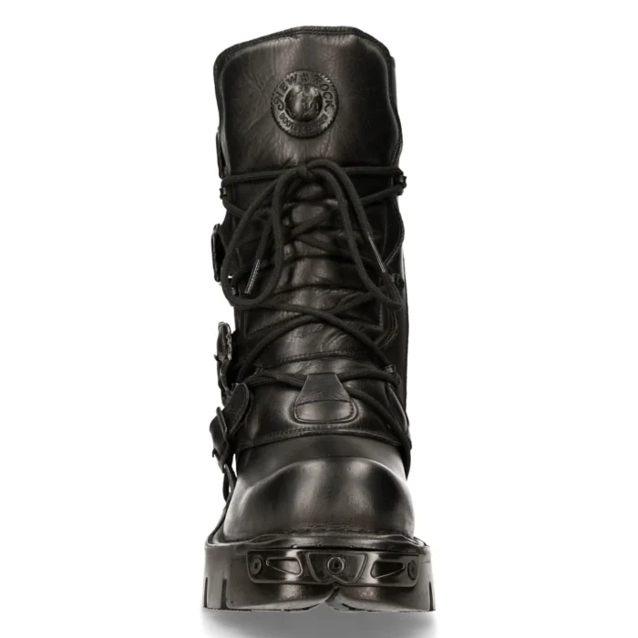New Rock 391-S18 Black Leather Mid Calf Boots - Image 8