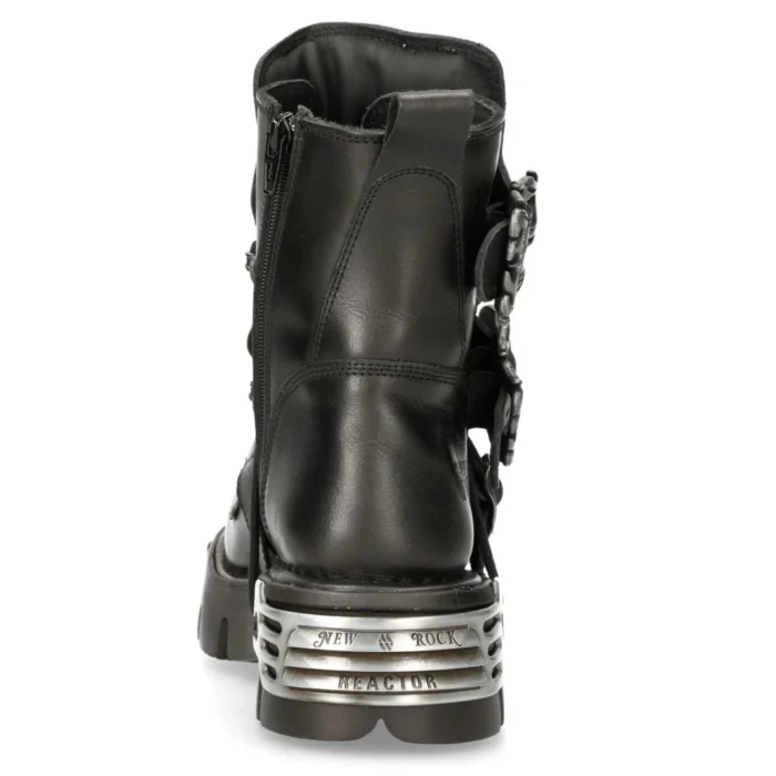New Rock Mens 407-S1 Silver Cross Black Reactor Sole Leather Ankle Boots Gothic - Image 7