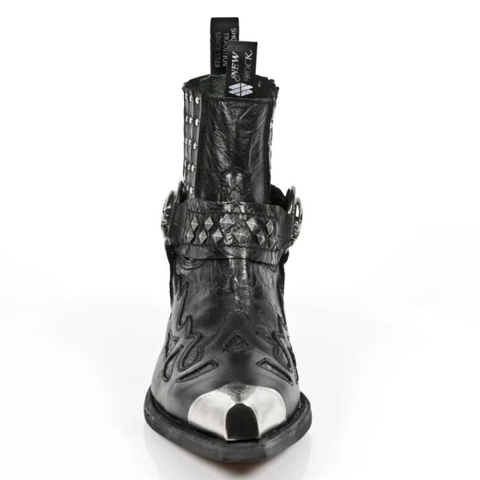 New Rock 7950P-S1 Black Leather Military Cowboy Boots Metal Toe Heel Biker Rock - Image 7