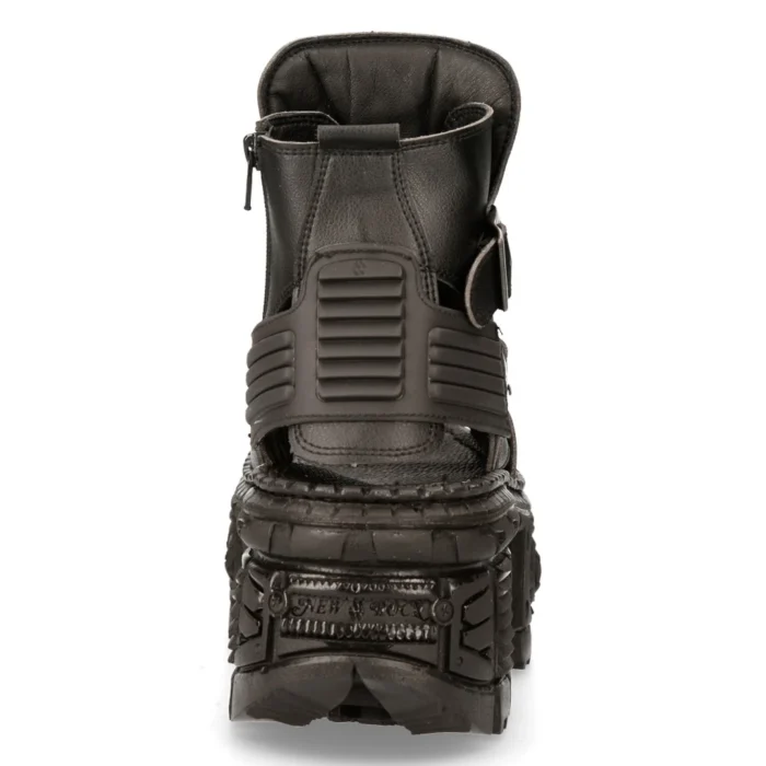 New Rock Boots BIOS106-V3 Black VEGAN Leather Unisex Platform Sandal Biker Goth - Image 5