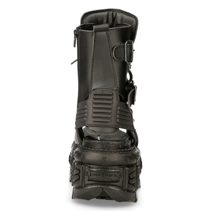 New Rock Boots BIOS107-V1 Black Vegan Leather Unisex Platform Sandal Biker Goth - Image 6
