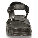 New Rock Boots BIOS120-V1 Unisex Metallic Black Vegan Leather Sandal Punk Rock - Image 7