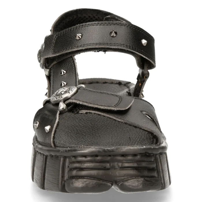 New Rock Boots BIOS120-V1 Unisex Metallic Black Vegan Leather Sandal Punk Rock - Image 7