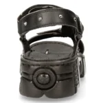 New Rock Boots BIOS120-V1 Unisex Metallic Black Vegan Leather Sandal Punk Rock - Image 5