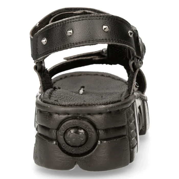 New Rock Boots BIOS120-V1 Unisex Metallic Black Vegan Leather Sandal Punk Rock - Image 5