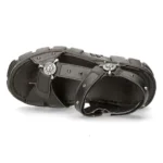 New Rock Boots BIOS120-V1 Unisex Metallic Black Vegan Leather Sandal Punk Rock - Image 3