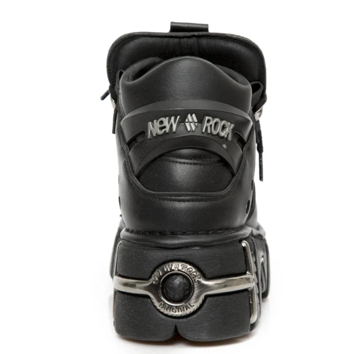 New Rock M-106-VS1 Unisex Metallic Black Vegan Leather Gothic Punk Rock Boots - Image 5