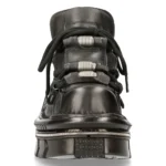 New Rock M-215-S6 Unisex Metallic Black 100% Leather Goth Techno Biker Boots - Image 8
