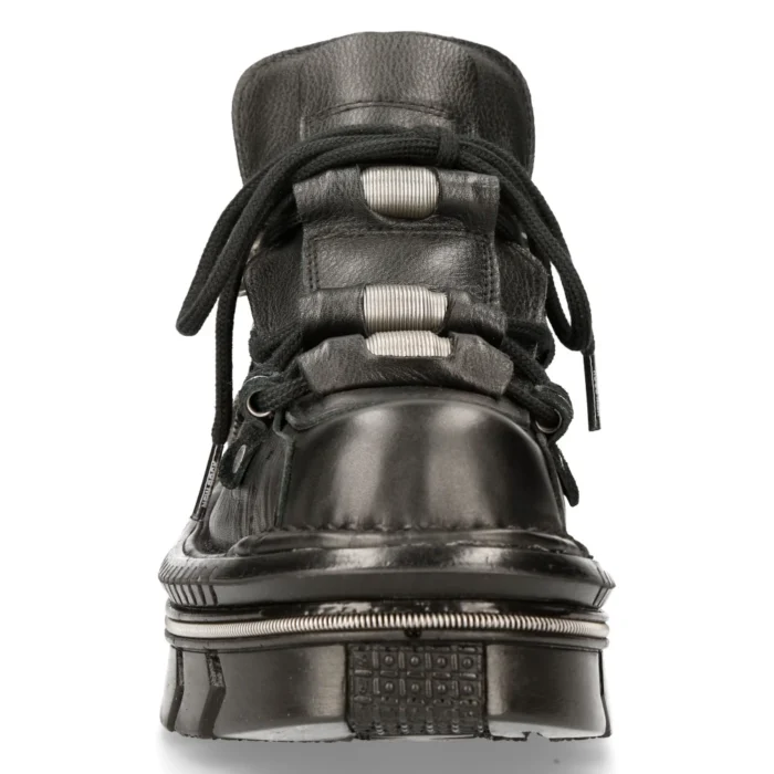 New Rock M-215-S6 Unisex Metallic Black 100% Leather Goth Techno Biker Boots - Image 8