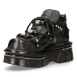 New Rock M-215-S6 Unisex Metallic Black 100% Leather Goth Techno Biker Boots - Image 7