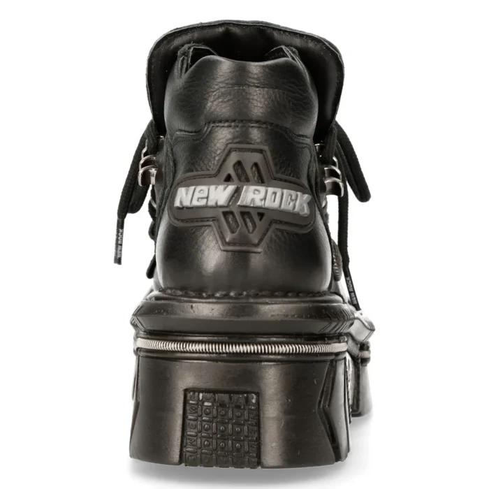 New Rock M-215-S6 Unisex Metallic Black 100% Leather Goth Techno Biker Boots - Image 6