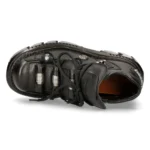 New Rock M-215-S6 Unisex Metallic Black 100% Leather Goth Techno Biker Boots - Image 4