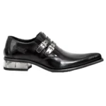 New Rock M-2246-S14 NewMAN SHOES Black Leather Buckle Steel Heel