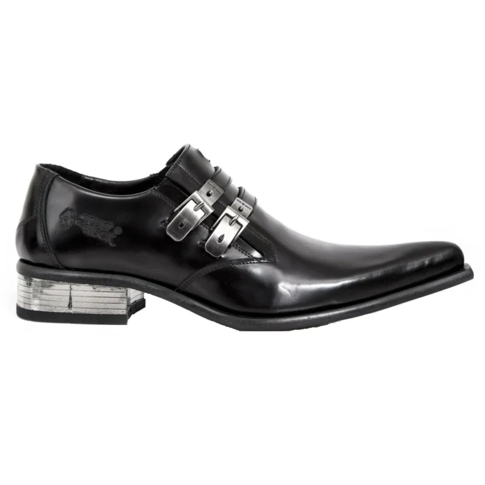 New Rock M-2246-S14 NewMAN SHOES Black Leather Buckle Steel Heel - Image 1