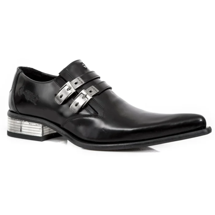 New Rock M-2246-S14 NewMAN SHOES Black Leather Buckle Steel Heel - Image 2