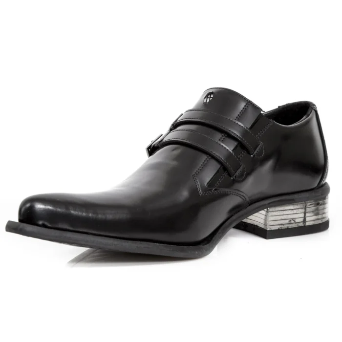 New Rock M-2246-S14 NewMAN SHOES Black Leather Buckle Steel Heel - Image 7