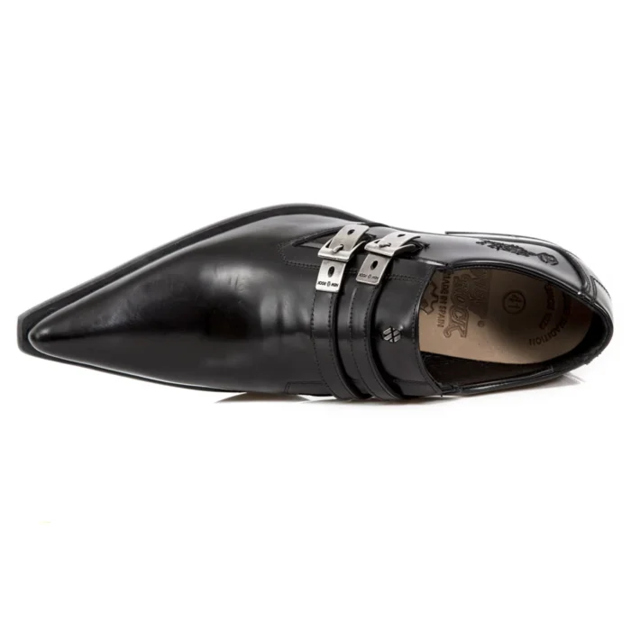 New Rock M-2246-S14 NewMAN SHOES Black Leather Buckle Steel Heel - Image 4