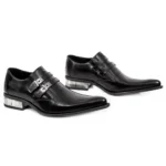 New Rock M-2246-S14 NewMAN SHOES Black Leather Buckle Steel Heel - Image 3