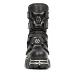 New Rock Boots M-422-S1 Unisex Metallic Black Leather Platform Gothic Boots - Image 3