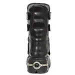 New Rock Boots M-422-S1 Unisex Metallic Black Leather Platform Gothic Boots - Image 7
