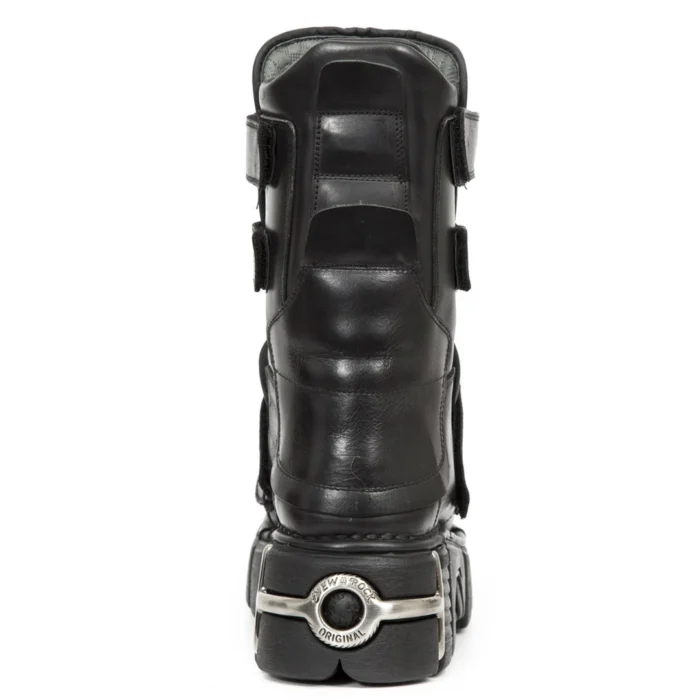 New Rock Boots M-422-S1 Unisex Metallic Black Leather Platform Gothic Boots - Image 7