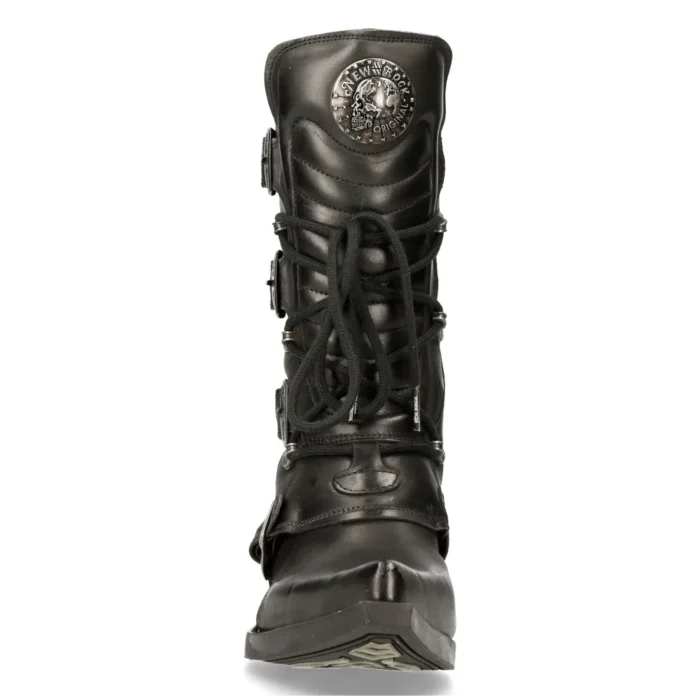 New Rock M-7993-s1 Western Cowboy Boots Black Leather Buckle Heavy Biker Shoes - Image 4