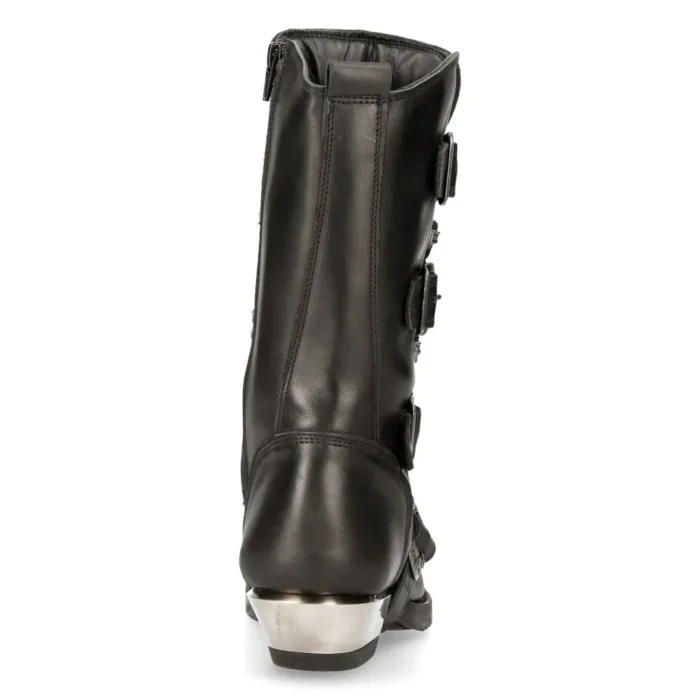 New Rock M-7993-s1 Western Cowboy Boots Black Leather Buckle Heavy Biker Shoes - Image 6