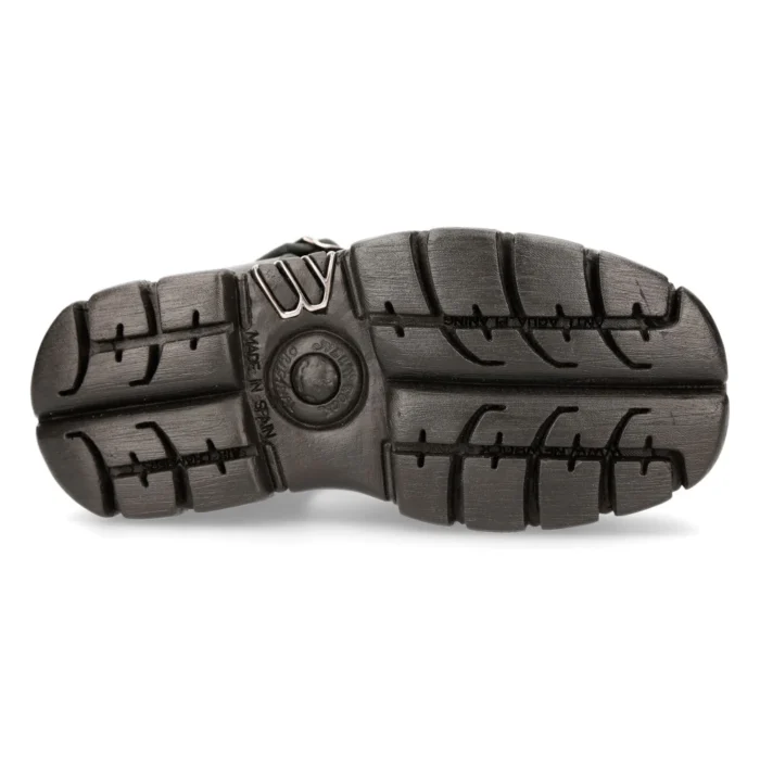 New Rock M-BIOS101-C2 Unisex Metallic Black 100% Leather Sandal Punk Rock Boots - Image 5