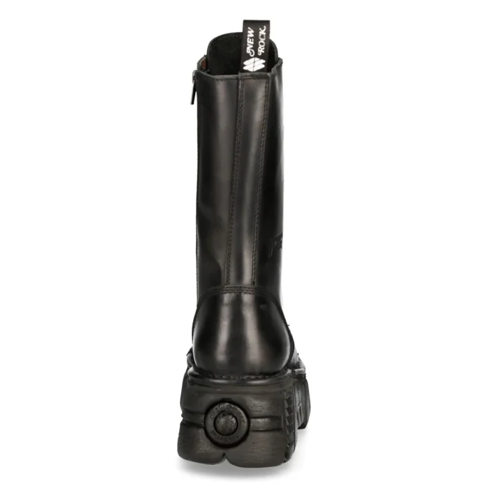 New RockM-MILI211C-C1 Unisex Metallic Black 100% Leather Techno Biker Boots - Image 6