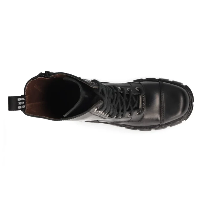 New RockM-MILI211C-C1 Unisex Metallic Black 100% Leather Techno Biker Boots - Image 4